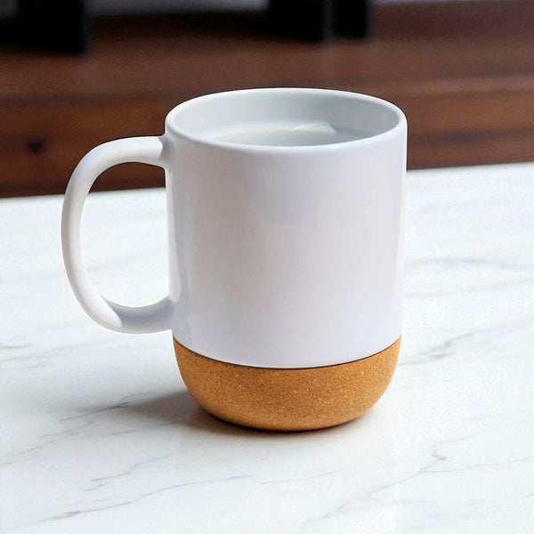 Caneca de Ceramica Branca com Base de Cortica 400ml - Personalizada