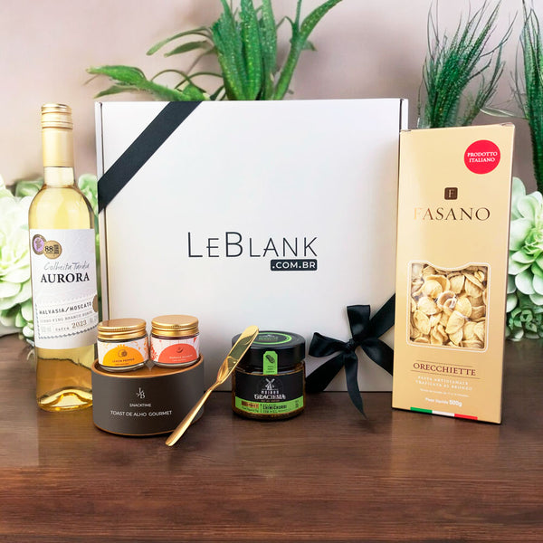 Kit Presente Pasta Fasano e Vinho Branco para Dia dos Namorados | Unissex - LeBlank