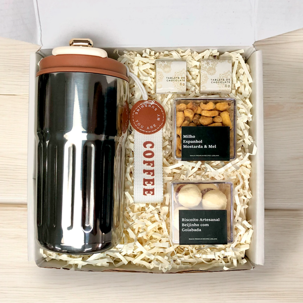 Kit Garrafa Inox com Termômetro e Snacks | LeBlank