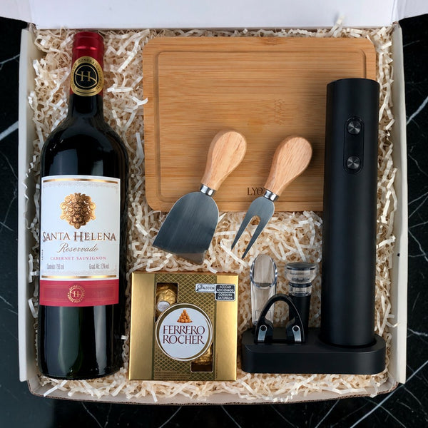Kit Presente Vinho com Abridor Elétrico