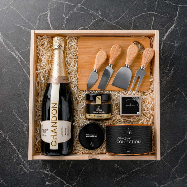 Kit Presente Wood Chandon Brut Gourmet para Celebração | Unissex