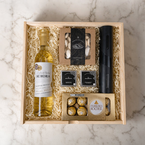 Kit Presente Wood Vinho Aurora e Abridor Eletrico para Dia dos Namorados | Unissex