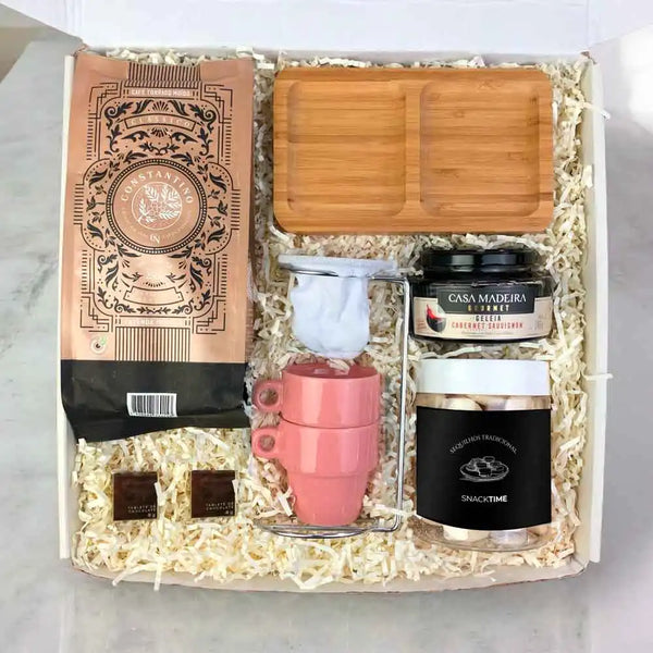 Kit Café com Tábua de Bambu Personalizada | LeBlank
