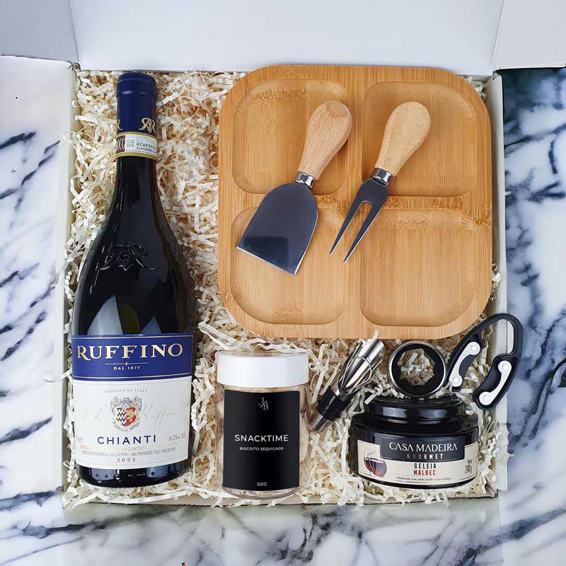 Presente Dia das Mães Kit Gourmet com Vinho Italiano Ruffino Chianti