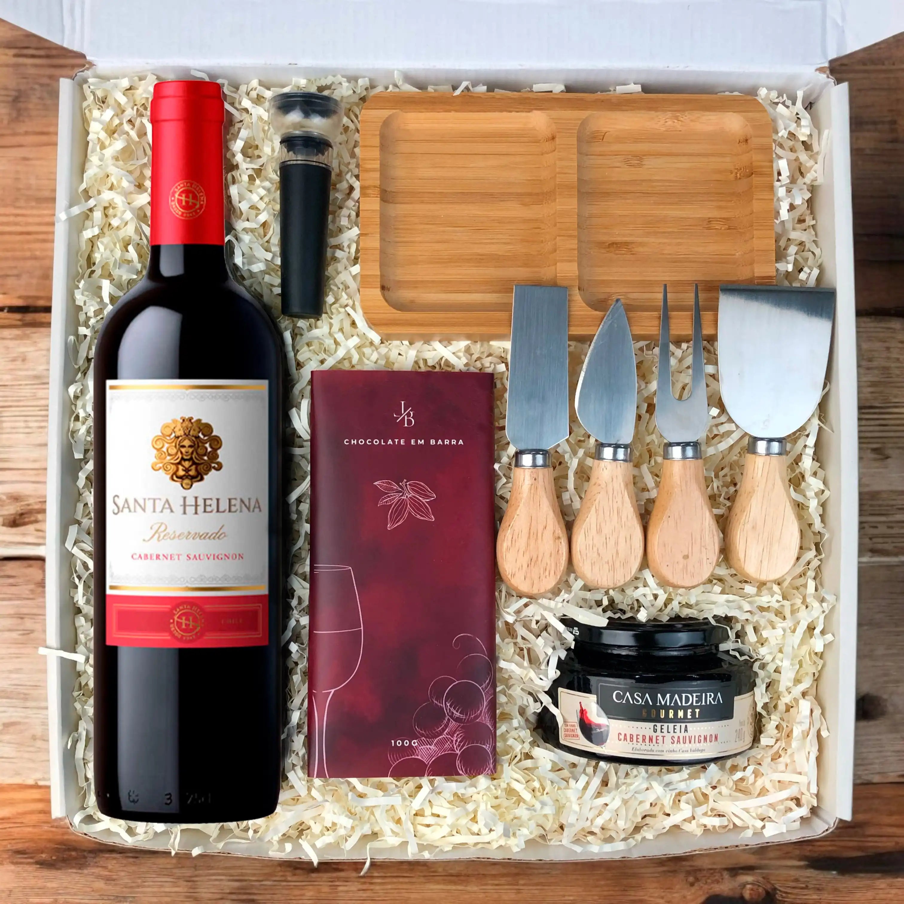 Presente Dia das Mães Kit Vinho com Petisqueira