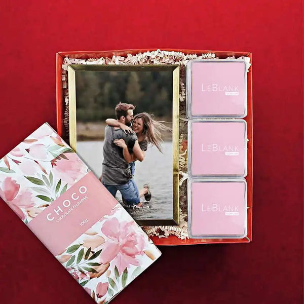Kit Presente Snacks e Chocolate com Porta Retrato para Dia dos Namorados | Unissex