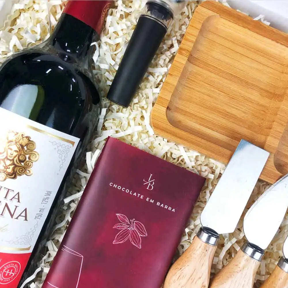 Presente Dia das Mães Kit Vinho com Petisqueira