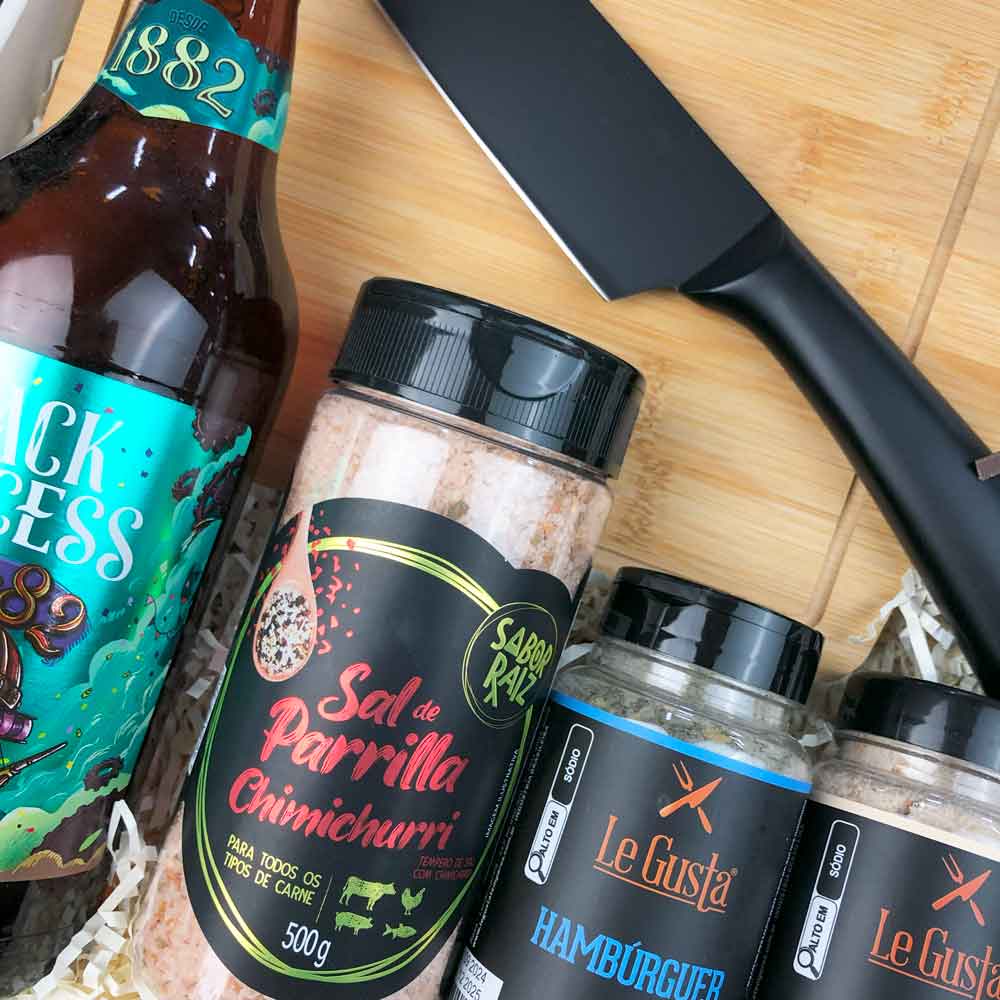 Presente Kit Gourmet para Churrasco com Cerveja Black Princess e Temperos