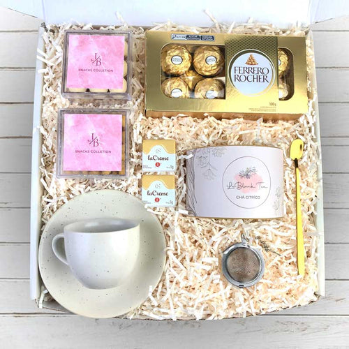 Presente Dia das Mães Kit Cha com Chocolate e Snakcs
