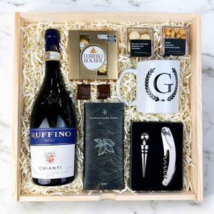 Presente Kit Wood Vinho Ruffino Chianti E Caneca Personalizada