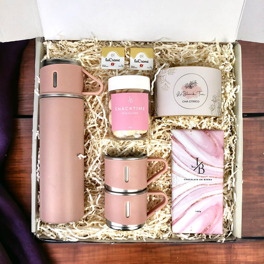 Presente Dia das Mães Kit Garrafa Termica e Cha Rose