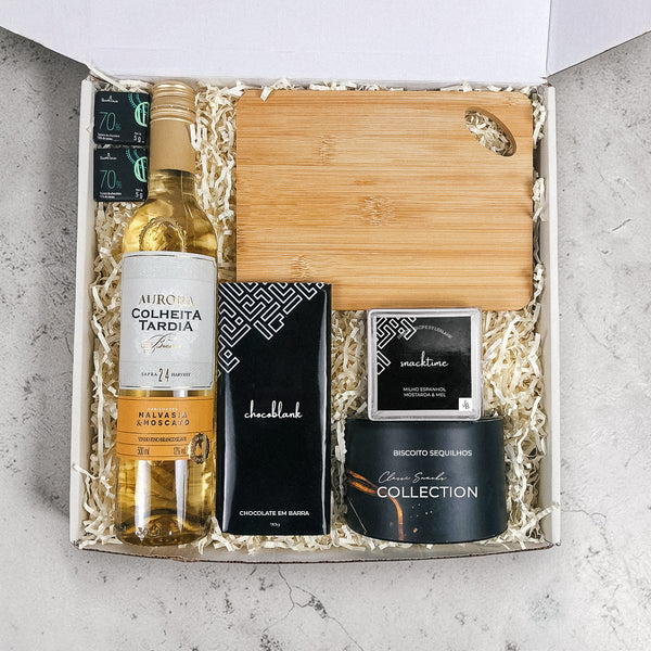 Kit Presente Vinho Branco e Chocolate