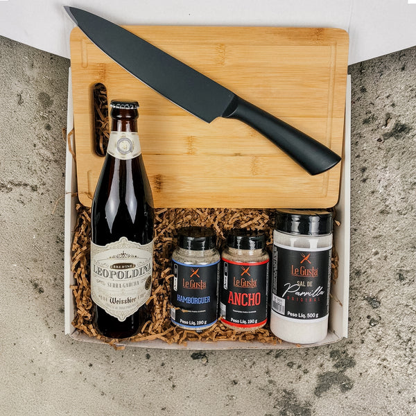 Kit Presente Gourmet para Churrasco com Cerveja e Temperos