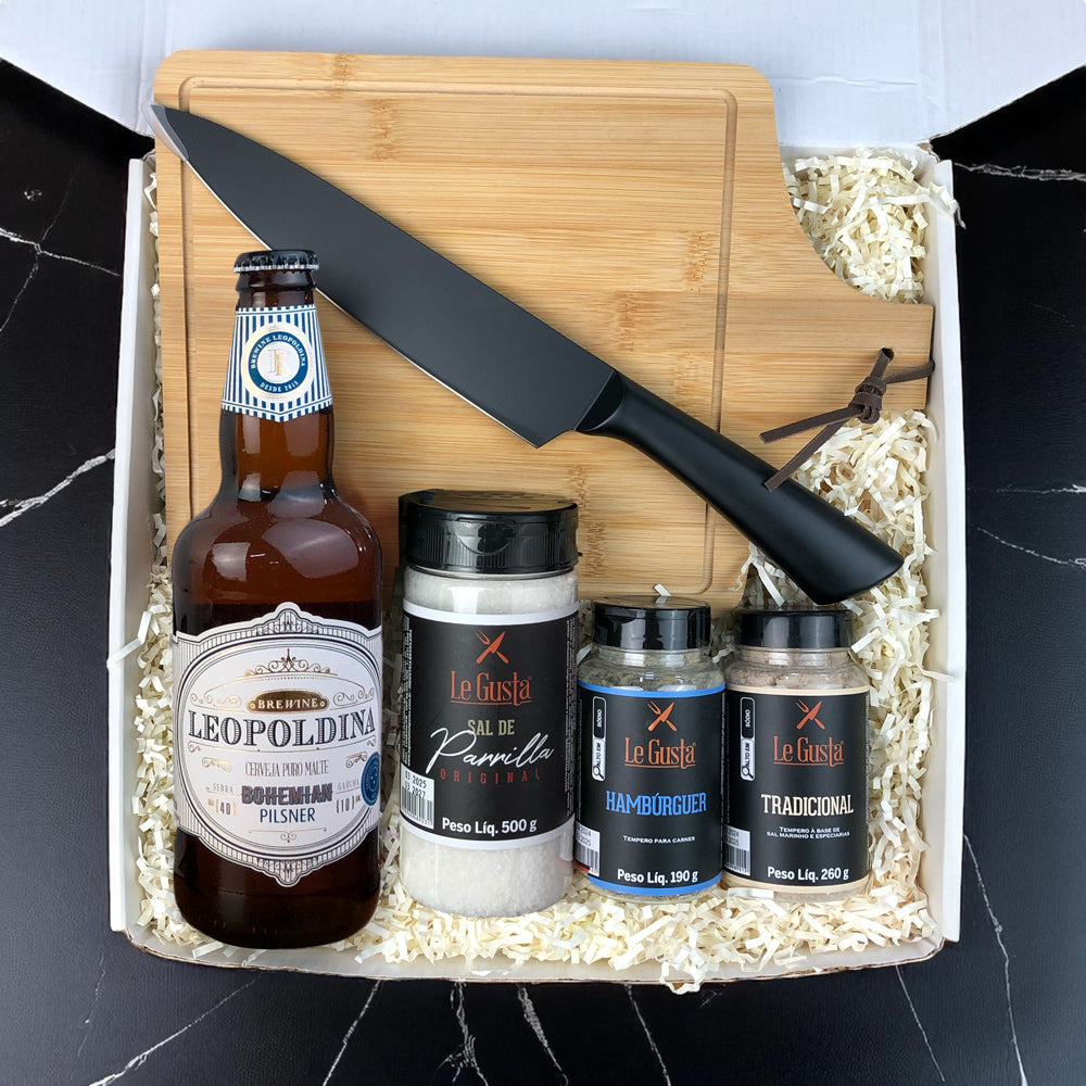 Kit Presente Gourmet para Churrasco com Cerveja Black Princess e Temperos