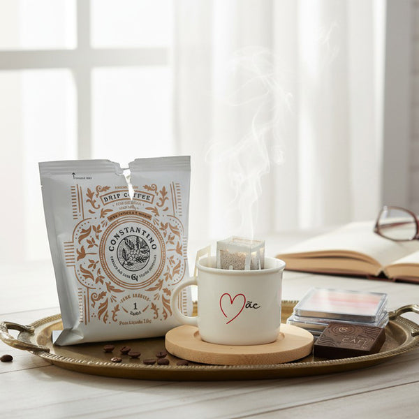 Composição do kit presente dia das mães café da manha com detalhes dos itens