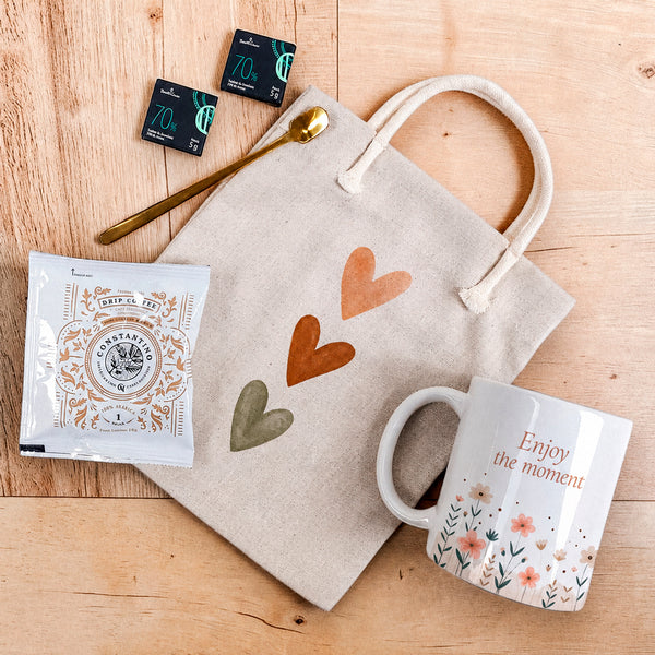 Kit Presente Caneca com Drip Coffee com Bag de Linho - composição e apresentação do presente - imagem 1