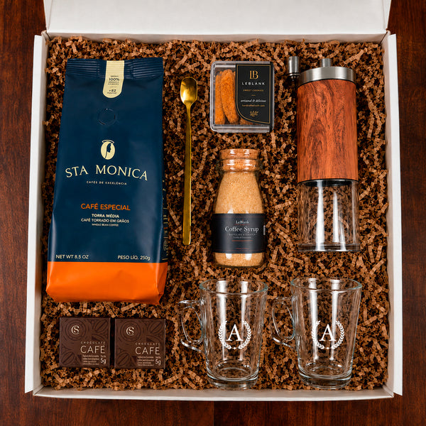 Kit Presente Cafe em Graos com Xicaras Personalizadas