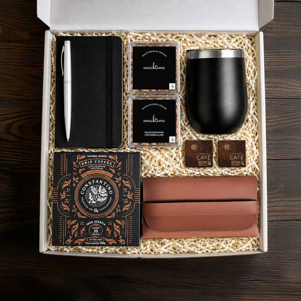 Kit Presente Office Café com Copo Térmico para Dia dos Namorados | Unissex