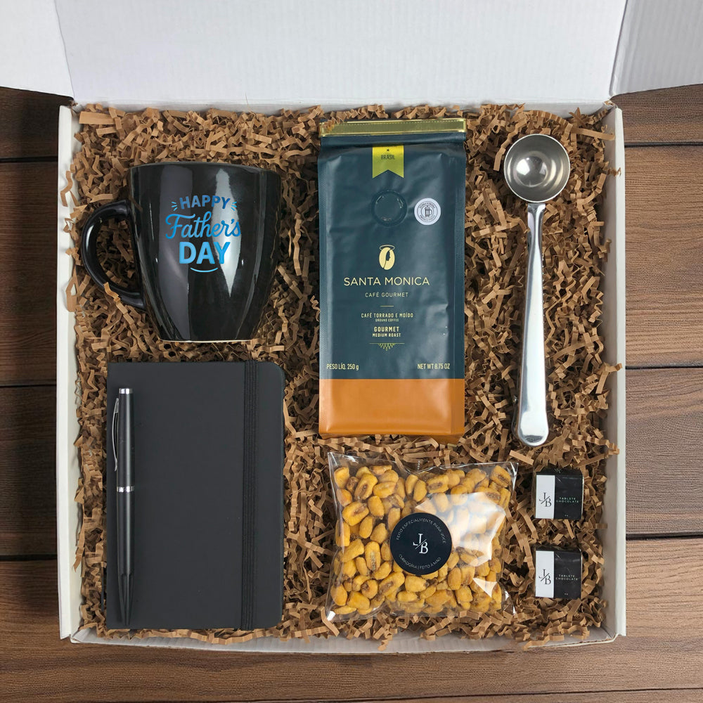 Kit Presente Dia dos Pais com Caneca Preta e Caderneta Personalizada