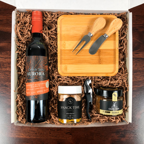 Kit Presente com Vinho e Tábua Personalizada