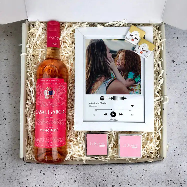 Presente Dia das Mães Kit Vinho com Quadro Spotify
