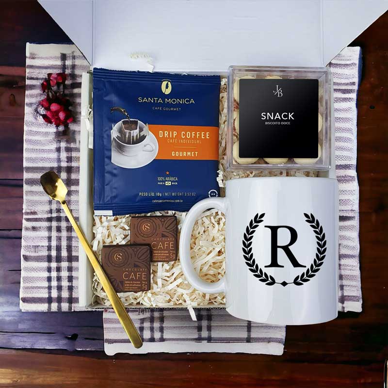 Presente Dia das Mães Kit Cafe com Snack e Caneca Personalizada