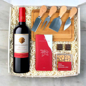 Presente Kit Vinho Tinto Santa Helena e Chocolate Em Barra