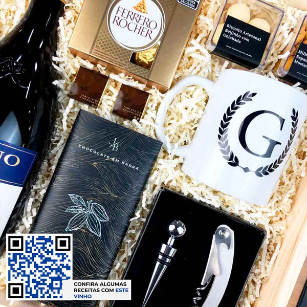 Presente Kit Wood Vinho Ruffino Chianti e Caneca Personalizada
